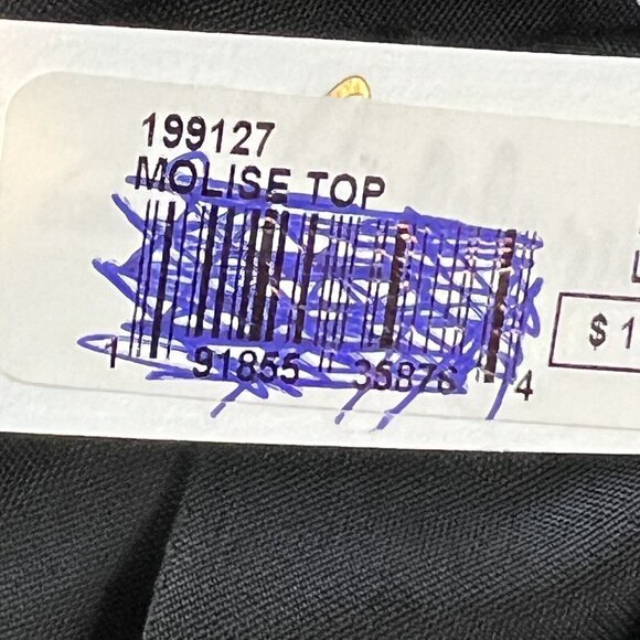 Trina Turk Molise Top Black Long Sleeve Cut Out Drape Neck Blouse Size Large NWT - Picture 9 of 11